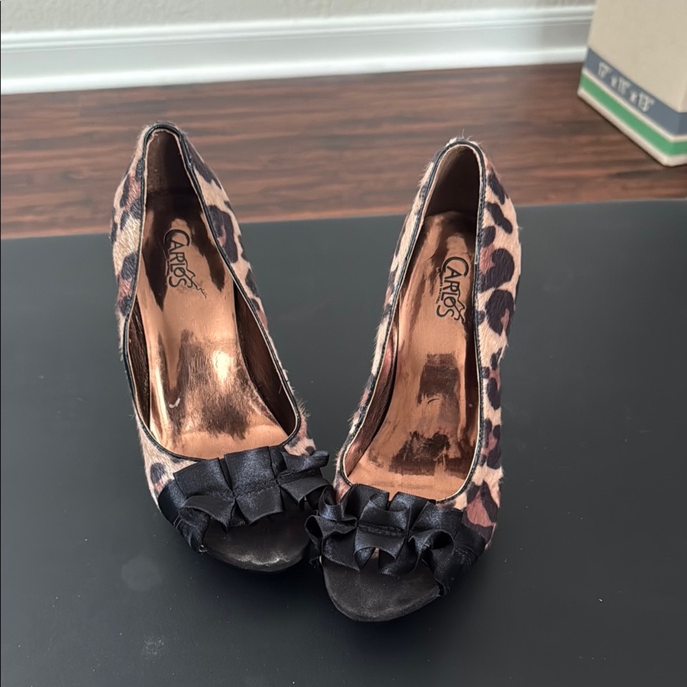 Carlos Santana Brown and Black Leopard Print Heels